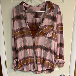 Spaghetti strap shirt with plaid shirt